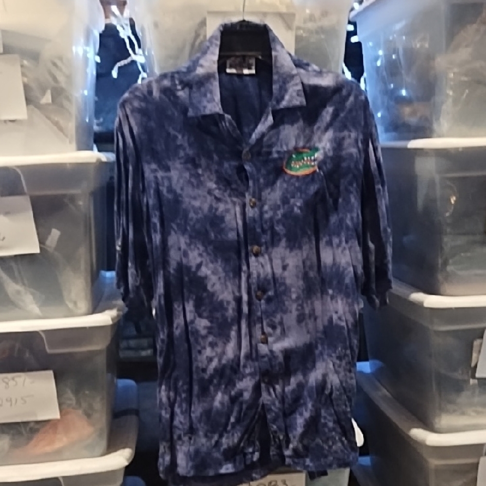 Spike Sports Blue Tie-Dye Button-Up Shirt